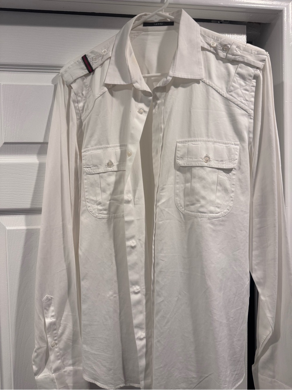 Gucci White Long-Sleeve Button Front Shirt